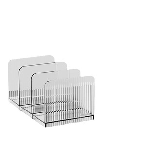 Organisateur de bureau en acrylique, rectangulaire, minimaliste, rangement de bureau, trois porte-stylos carrés, support de fichiers, 26x15x12.3cm - Product Image 1