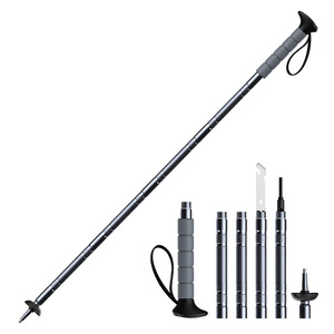 Bâton de randonnée multifonctionnel 335g en alliage d'aluminium, bâton de trekking extérieur avec support pour téléphone et allume-feu - Product Image 5