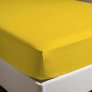 <b>Fitted</b> <b>Sheet</b> 100% Cotton Yellow Italian <b>Single</b> 90x200cm - Product Image 1