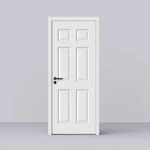 Porta de madeira lisa, quarto comercial banheiro branco de alta qualidade interior de madeira sólida porta de madeira