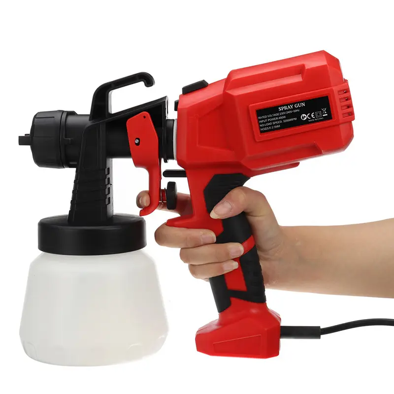 TOLHIT 400w High Pressure Water Based Oil Paint DIY House Painting Sprayer Red Portable Electric Power HVLP Airless Spray Gun