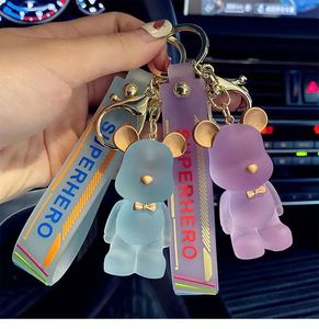 En gros Porte-clés en PVC Ours de dessin animé couleur gelée avec cordon, pour clés de voiture et décoration de sac - Product Image 3