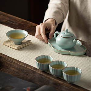 Ru Kiln Ceramic <b>Teacup</b> Single Cup Porcelain Tasting Cup For Kung Fu Tea Set Afternoon Tea Use - Product Image 5