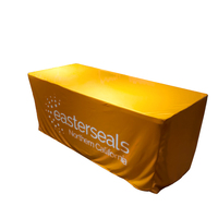 Couverture de table de protection de nappe ajustée rectangulaire imprimée personnalisée pour publicité d'événement pour tables pliantes standard