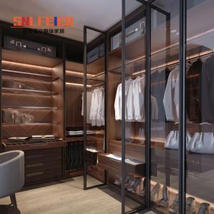 Armoire moderne sur mesure de luxe avec porte en verre, dressing transparent, armoire pour chambre à coucher, meubles pour la maison - Product Image 2