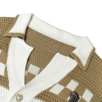 AiNear Großhandel Custom Logo Design Oem & Odm Wintermantel Langarm V-Ausschnitt Pocket Mesh Herren Baumwolle Strick Häkel pullover