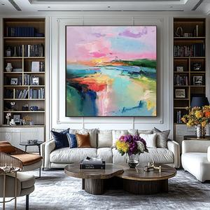 Pintura al Óleo Texturizada Contemporánea, Cuadrada, Abstracta, Minimalista, Decoración de Fantasía, Arte Moderno para Pared, para Hogar y Galería - Product Image 2