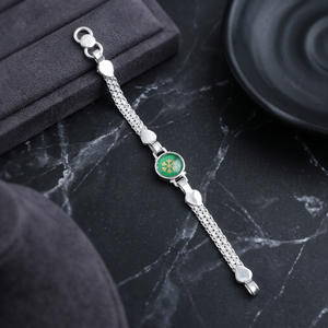 Bracelet tendance en argent sterling 925 avec breloque fine, ajustable, pour enfants, bijoux mignons en émail vert, cadeau pour filles et garçons - Product Image 3