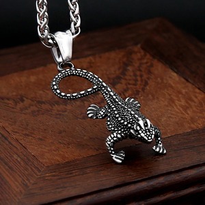 Yunnique – collier avec pendentif lézard 3D punk en acier inoxydable, accessoire animalier pour hommes, chaîne cadeau - Product Image 4