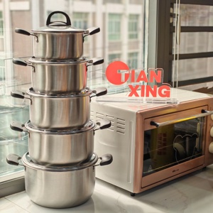 Tianxing bán buôn 10 cái <span class=keywords><strong>Cookware</strong></span> <span class=keywords><strong>Set</strong></span> 18/20/22/24/26cm cảm ứng súp Chứng Khoán nồi nấu ăn nồi <span class=keywords><strong>Set</strong></span> với Glass Bìa - Product Image 5