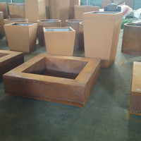 Brasero d'extérieur carré en acier Corten pour bois, foyer de jardin, patio, cour, chauffage extérieur, taille personnalisable