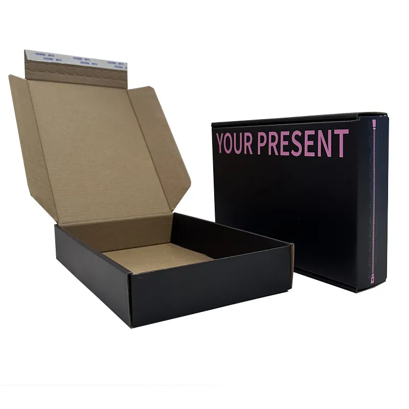 Sıcak satış geri dönüşümlü lüks kozmetik çevre dostu hediye özel logolu kutu oluklu siyah kağıt ambalaj markalı nakliye
