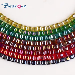 Bestone Wholesale 4mm 6mm 8mm 10mm 12mm AB Color Square Glass Crystal Loose Beads For Jewelry Making