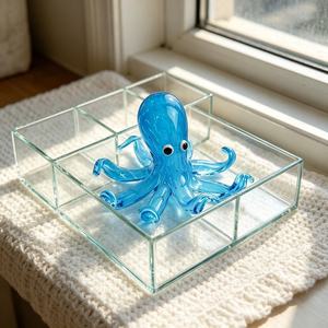 Figura de Pulpo de Cristal Hecha a Mano, Criatura Marina Azul, Decoración para Bodas y Bautizos, Adorno Moderno para Mesa, Decoración para el Hogar con Forma de Aves - Product Image 3