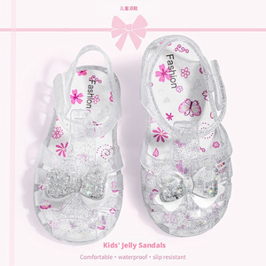 Cartoon Children Crystal Jelly <b>Sandals</b> <b>Summer</b> Girls Soft Sole Non-slip Closed Toe Princess Roman Shoes - Product Image 5