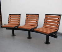Chenyang — meuble de parc incurvé à trois places, banc dos nu en plastique et en bois, imperméable