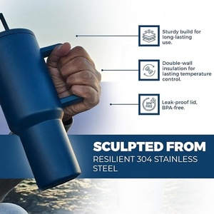 Wholesale BPA Free 40 oz Tumbler <b>with</b> Handle and <b>with</b> Straw Vacuum Insulated Water Bottle <b>Reusable</b> Mug 40oz Tumbler <b>Cup</b> - Product Image 4
