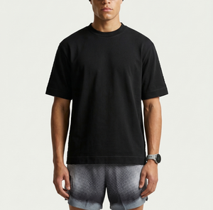 T-Shirt da Uomo in Misto Cotone Premium - Vestibilità Oversize Rilassata, Tessuto Ultra Morbido e Traspirante, Maglietta Nera per Uso Casual e Palestra - Product Image 2