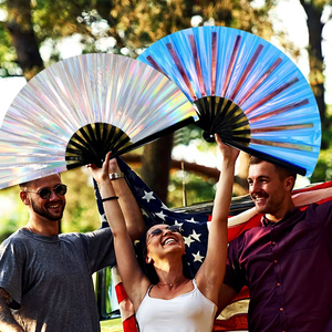 Tùy Chỉnh Gấp Tay Rave Fan Clack Cầm Tay Rave Fan Ba Chiều Laser Màu Sắc Sơn Cho Lễ Hội Cầu Vồng Trang Phục Disco - Product Image 1