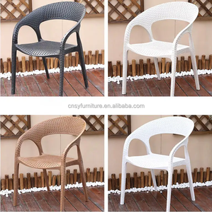Restaurant Café Patio Imperméable Jardin Extérieur PP Chaises De Salle À Manger Empilables En Plastique PVC Rotin Jardin Café Chaises avec Accoudoir - Product Image 6