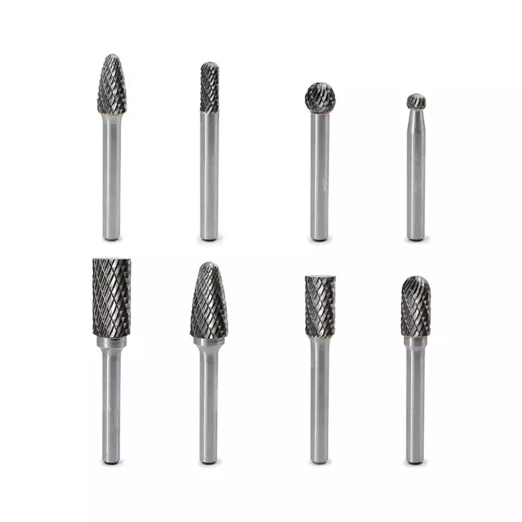 8pcs Carbide Burr Set 1/4 Inch Shank 8pcs Double Cut Edge Rotary File Metal Polishing Carving Tool