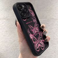 Coque de téléphone pour iPhone 15 ProMax, motif papillon rose, en TPU souple, avec protection intégrale anti-chute et anti-traces de doigts
