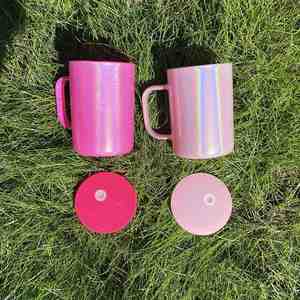 Mug en verre à paillettes réutilisable de 17 oz pour la sublimation en stock, mugs à café holographiques scintillants colorés avec poignée - Product Image 4