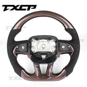 Accesorios Interiores para Automóviles Compatibles con Dodge PU Charger <span class=keywords><strong>Srt</strong></span> 2012 Challenger, Volante de Cuero Perforado con Fibra de Carbono - Product Image 2