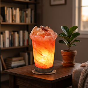 Lámpara de Sal Rosa del Himalaya Hecha a Mano, con Certificación CE y Feng Shui, Decoración Portátil para el Hogar, SAAMIA IMPEX - Product Image 1
