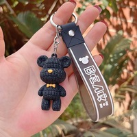 Porte-clés Ours en Bande Dessinée 3D Adorable en Gel PVC Souple, Créatif, avec Logo Personnalisé, Accessoire Cadeau pour Couple, Grande Vente