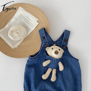 1 logo otoño nuevo bebé niño y niña bebé <span class=keywords><strong>vaquero</strong></span> Correa mameluco con oso muñeca desmontable - Product Image 2