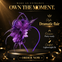 Serre-tête Fascinator Fait Main en Tissu Noir avec Plumes et Fleurs, Vente en Gros, Origine Chine, Idéal pour Mariage, Carnaval, Fête