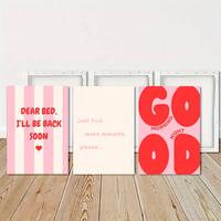 HAOWAI OEMODM 3pcs Cetakan Seni Dinding, Seni Dinding Kamar Tidur Lucu yang Dapat Dicetak, Poster Kutipan Pink & Merah, Dekorasi Ruangan Humor Pagi Malam