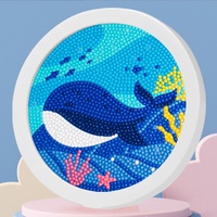 Kit de peinture diamant rond encadré dessin animé poisson de mer pour enfants bricolage points de mosaïque kit de peinture d'art encadré