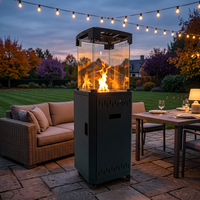 Chauffage au gaz portable en gros, foyer carré 11KW pour extérieur, GPL Propane avec brûleur en acier inoxydable pour usage en café et hôtel