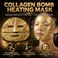Masque chauffant Collagen Bomb 42 ℃   Masque auto-chauffant hydratant et éclaircissant anti-âge à la feuille d'or, fournisseur en gros OEM sous marque privée