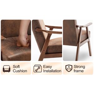 Chaise DB Mid-Century Modern Wingback avec cadre en bois massif Dossier extra épais pour bureau à domicile ou salon - Product Image 4