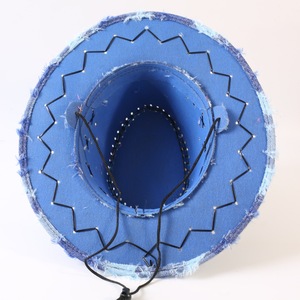 Classic European American with Pearls Decoration Jazz Unisex Outdoor Sun-protective Wide-brimmed Western Cowboy Hat - Product Image 6