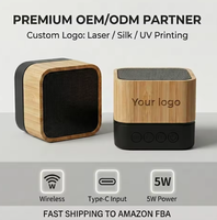 Haut-parleur sans fil en bambou écologique avec logo personnalisé 2027 Design, 3W, RGB, mini, portable, Bluetooth, avec logo