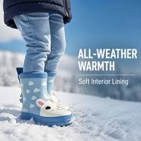 Bottes de pluie en caoutchouc 3D pour tout-petits unisexes, doublées de polaire, imperméables, antidérapantes, pour les enfants, pour les journées pluvieuses en plein air