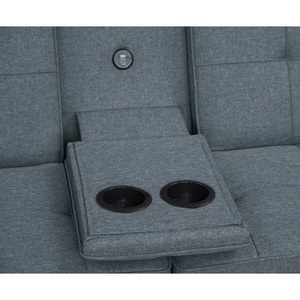 Modern Gray Fabric Convertible Futon <b>Sofa</b> <b>Bed</b> Set with USB Ports Drop-Down Cupholders Apartment & Hotel Living Room Furniture - Product Image 3