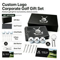 Coffret cadeau d'accessoires de golf en carton premium, kit de golf portable avec 3 balles de golf, 1 serviette et outil de réparation de divots magnétique