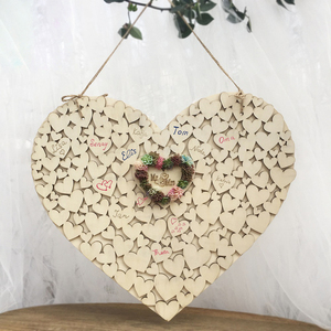 Libro de invitados de boda con forma de corazón, decoración con marco aternativo, libro rústico de madera dulce, suministros de boda para invitados - Product Image 6
