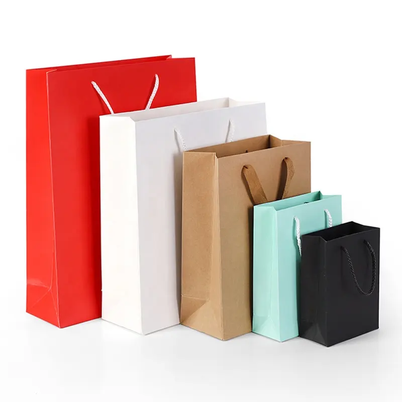 Sacs en papier pour Shopping et pour vêtements, personnalisés, blancs, sacs cadeaux de fête imprimés, avec poignée