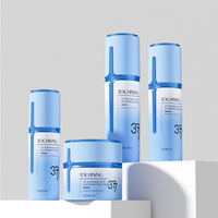 Conception de logo, flacons cosmétiques cylindriques en plastique ABS haut de gamme, flacons pompe à lotion personnalisés, flacons pompe en plastique sérigraphiés