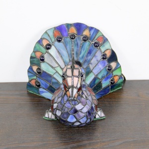 LongHuiJing Tiffany Handmade Peacock Table Lamp Style Table Lamp Multi-color Stained Glass Lampshade Home Decoration <b>Night</b> <b>Light</b> - Product Image 4