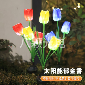 Lámpara Solar de Jardín con Forma de Tulipán, 3 Cabezas LED, Decorativa para Exteriores, Resistente al Agua, Autoportante, Alimentada por Energía Solar - Product Image 3
