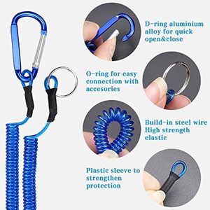 Herramienta de pesca Cordón retráctil resistente en espiral con clip de acero inoxidable Llavero de resorte de TPU en espiral elástico Cordón antipérdida - Product Image 2