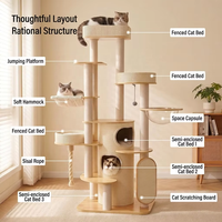 Arbre à chat moderne en bois, arbre à chat d'intérieur, structure d'escalade pour chat à plusieurs niveaux, tour pour chat en bois avec poteau à gratter