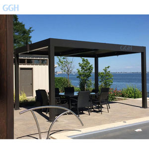 Sistema de Pérgola de Aluminio Sostenible con Techo de Láminas Retráctiles Eléctricas, Montado en Pared, para Exteriores - Product Image 5